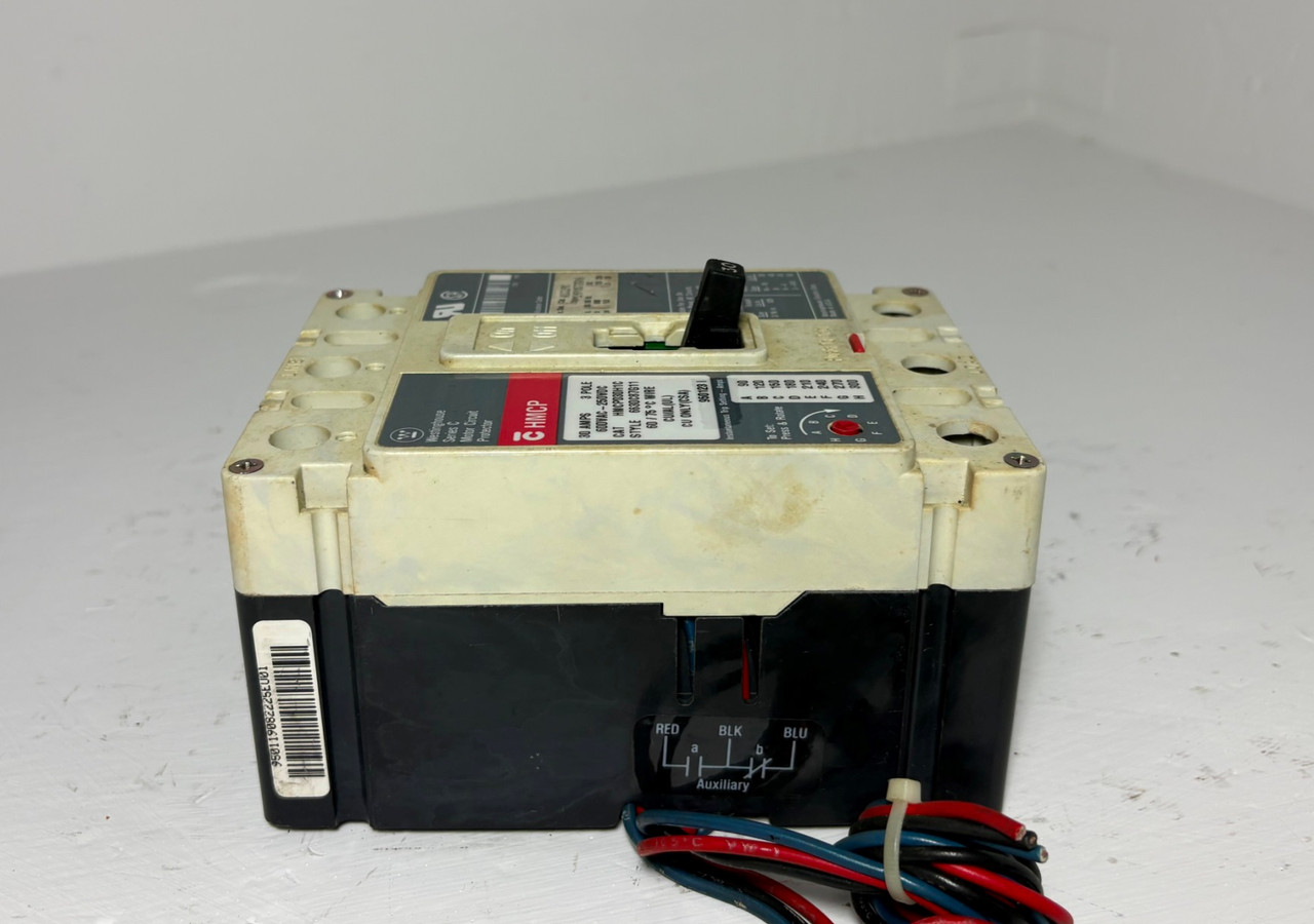 Westinghouse HMCP030H1C 30A Circuit Breaker Glossy w/ Aux 600V Type HMCP 30 Amp (EM5969-2)