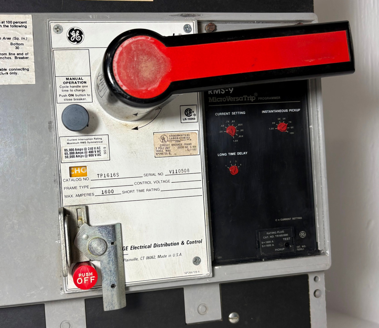 GE TP1616S 1600A Power Break LI Circuit Breaker w 1600 Amp Plug & Neutral Sensor (EM5972-1)