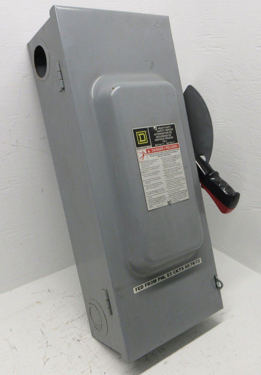 Square D HU363 100A 600V Non-Fusible Safety Switch Disconnect 100 Amp HU-363 F05 (AH1472-1)