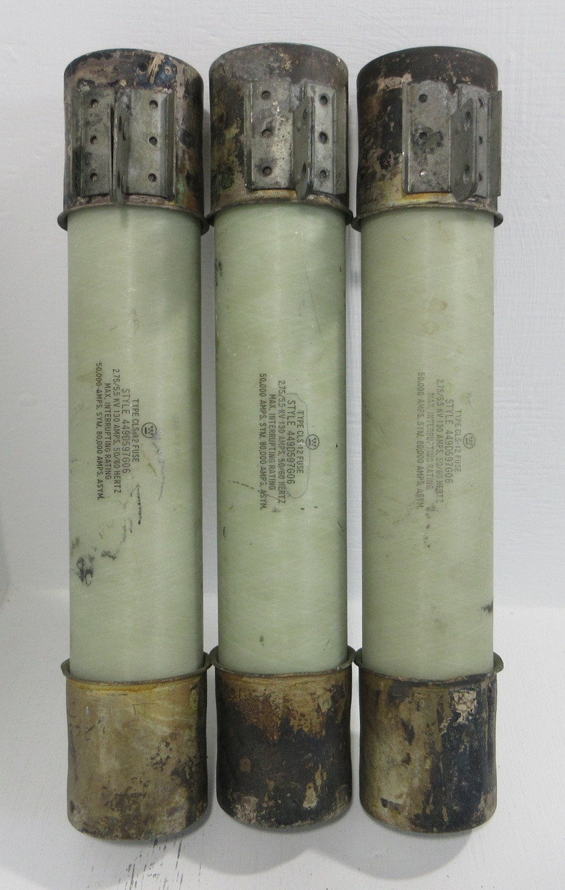 Westinghouse 449D597G06 Type CLS-12 Fuses 2.75/5.5kV 130 Amp 130A (LOT OF 3) (AH1477-1)