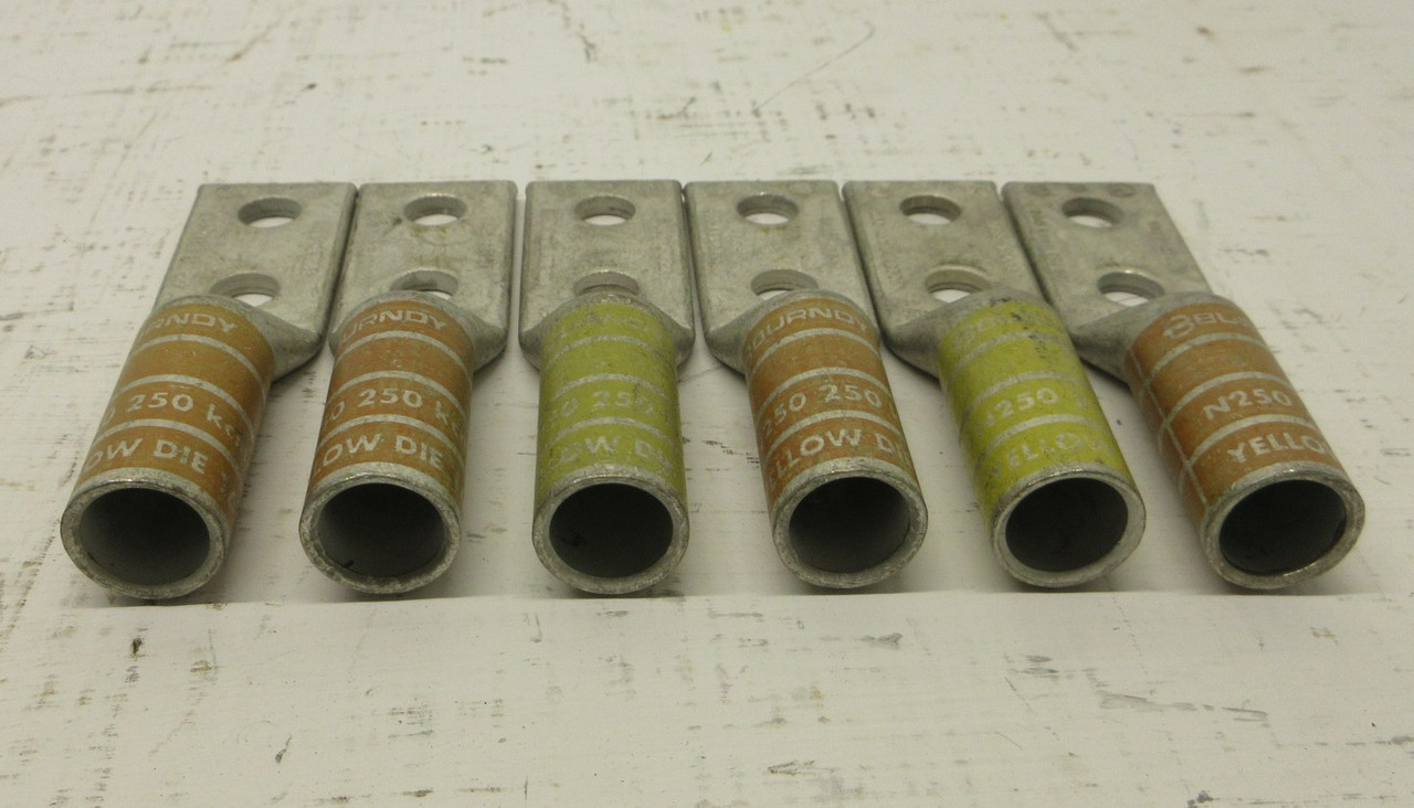 NEW Burndy YA29-2TC38 250 kcmil (N250) Crimp Lugs Yellow Die 16 NNB (LOT OF 6) (AH1482-4)