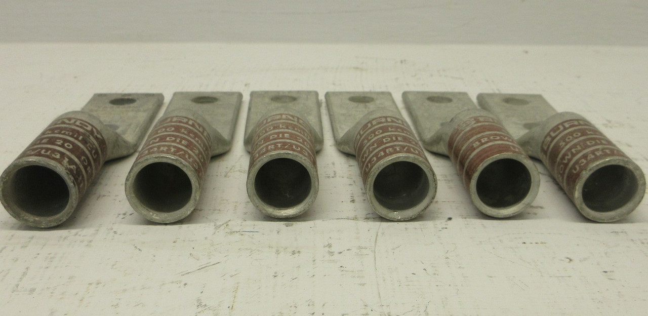 NEW Burndy YAZ342N 500 kcmil (N500) Crimp Lugs Brown Die 299/20 NNB (LOT OF 6) (AH1480-6)