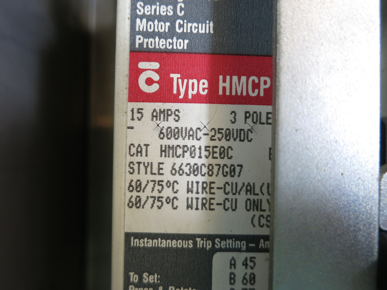 Eaton 15A Breaker Size 1 Contactor Combination Box C10CN3 15 Amp Combo HMCP SS (DW8405-1)