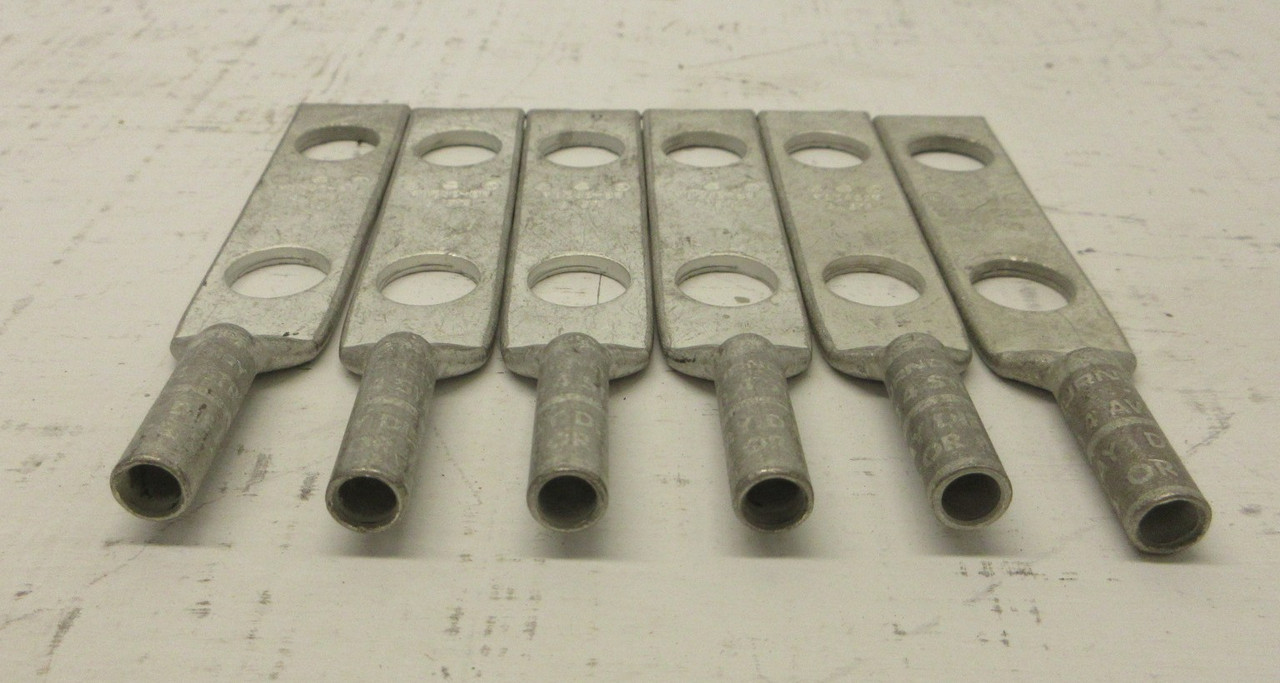 NEW Burndy YAZ4C-2N 2 Hole Crimp Lugs 4 STR 4 AWG Gray Die 346/8 NNB (LOT OF 6) (AH1484-3)