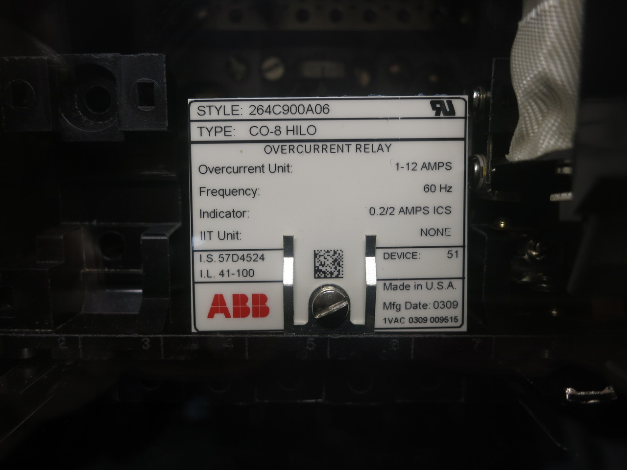 NEW ABB 264C900A06 Type CO-8 HILO Overcurrent Relay 1-12 Amp 60 Hz CO8HILO (DW8406-1)