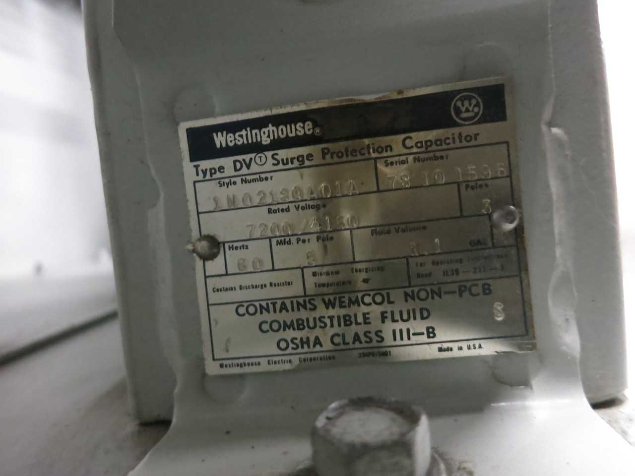 Westinghouse 367C025G02 Surge Protection Equipment DV Capacitor CPL Arrester (DW8412-2)
