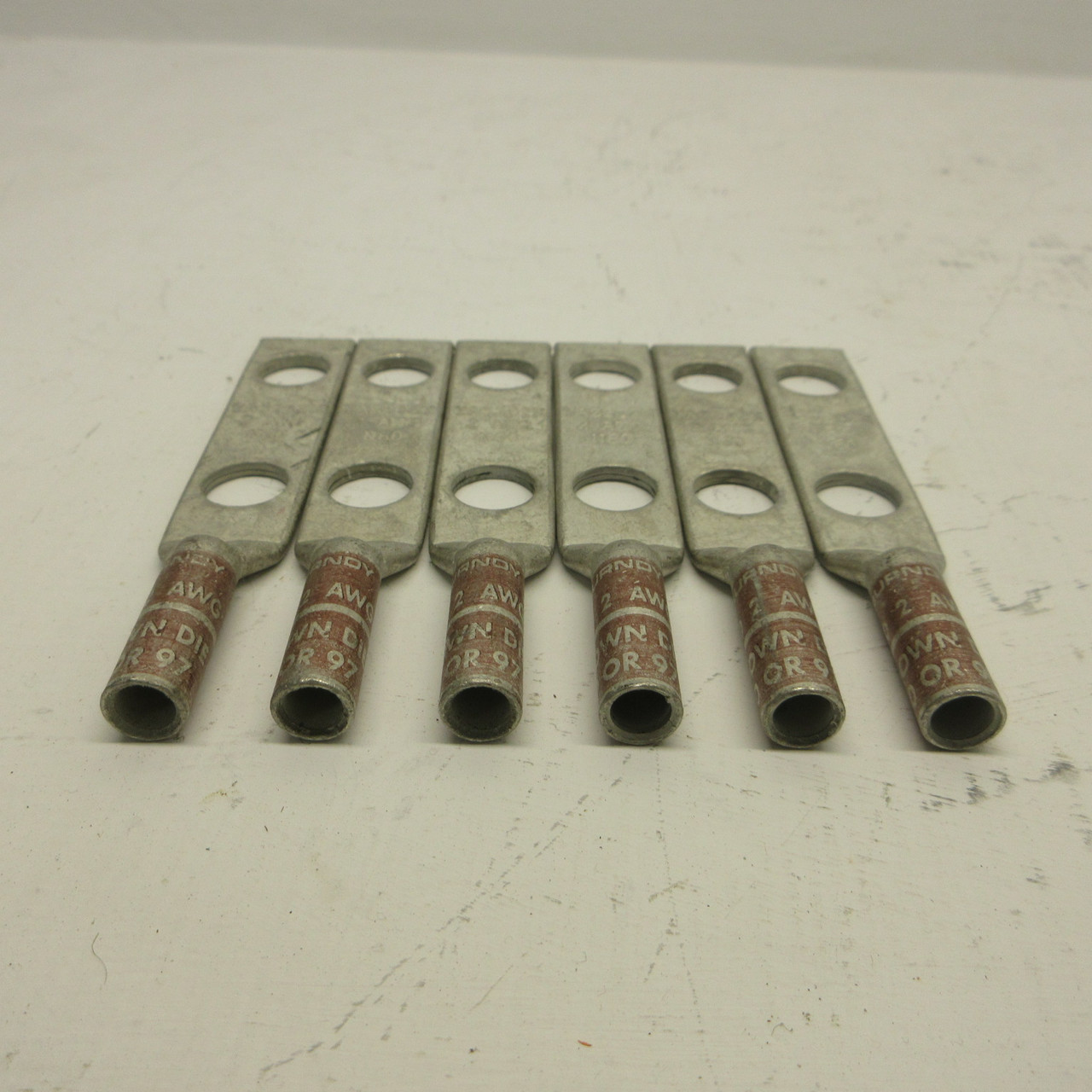 NEW Burndy YAZ2C2N 2 Hole Crimp Lugs 2 AWG N60 Brown Die 10 or 97 NNB (LOT OF 6) (AH1488-5)