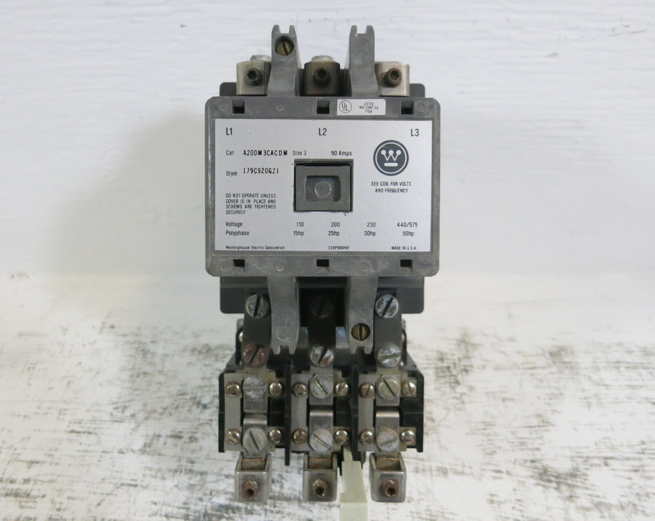 Westinghouse A200M3CACDM Size 3 Motor Starter 120V Coil 90 Amp Sz3 50 HP 440/575 (BJ1144-1)