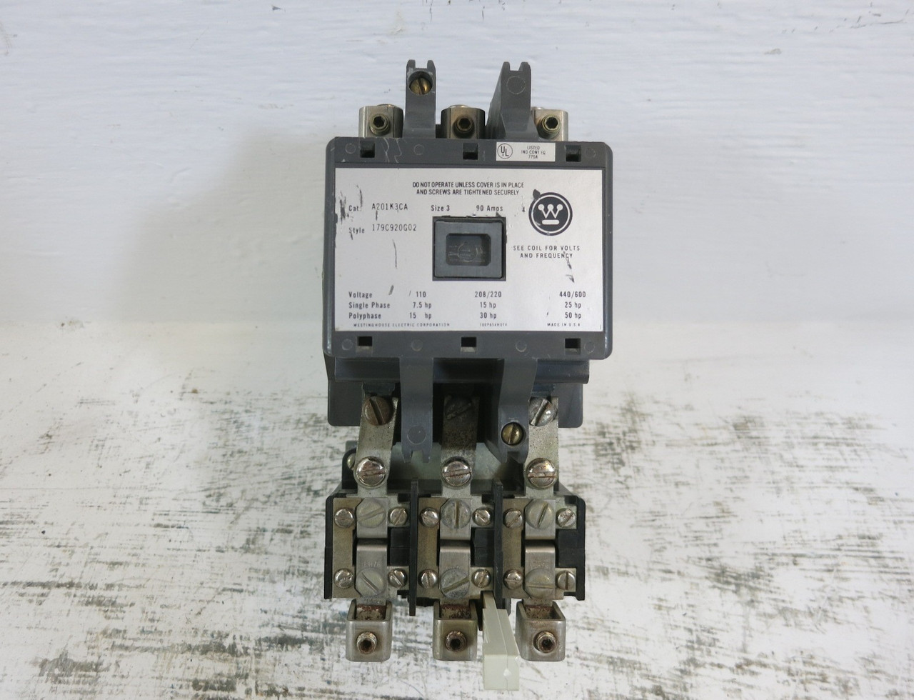 Westinghouse A201K3CA Size 3 Motor Starter 120V Coil Single Phase & Polyphase (BJ1146-1)