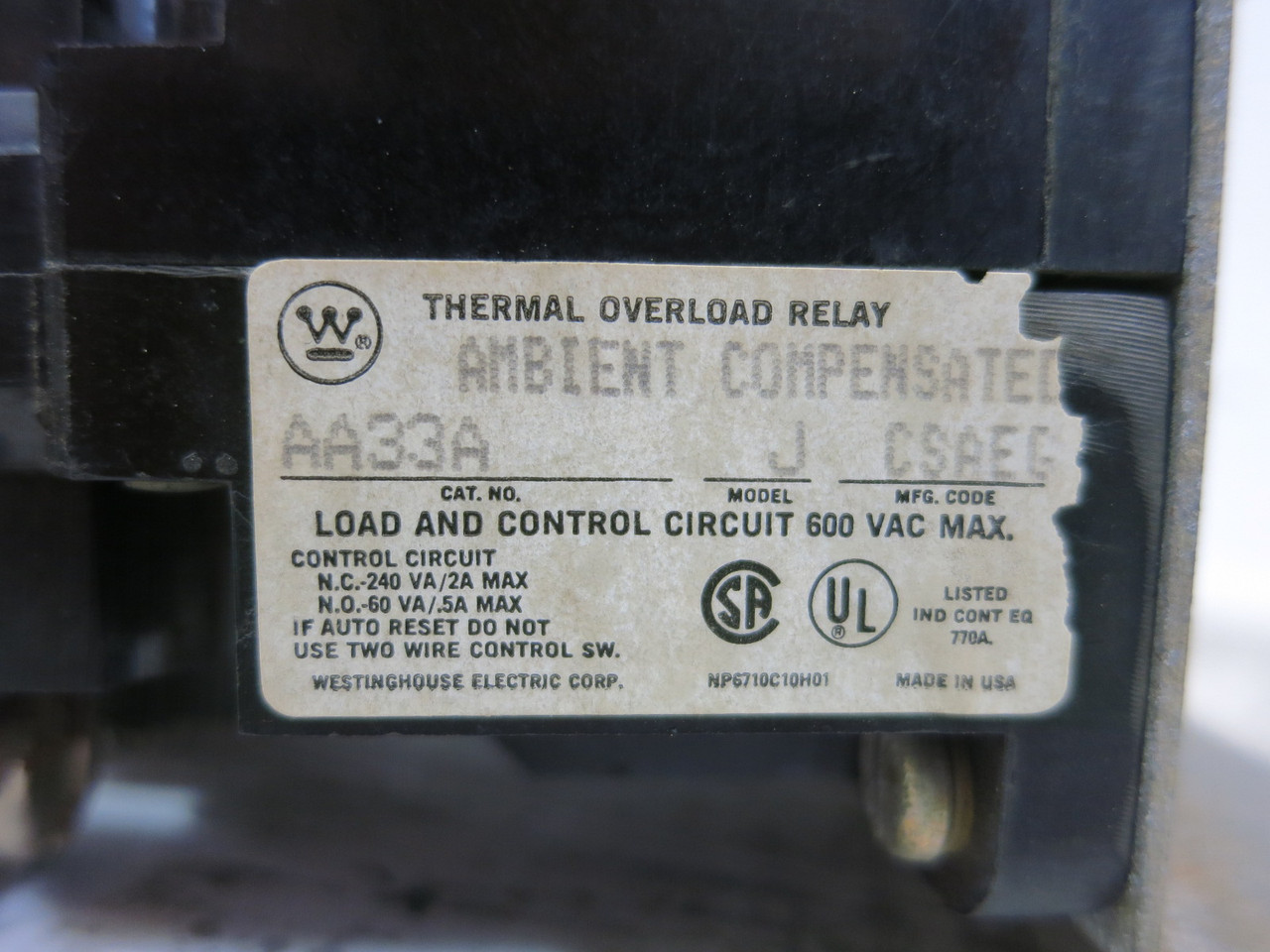 Westinghouse A201K3CA Size 3 Motor Starter 120V Coil Single Phase & Polyphase (BJ1146-1)