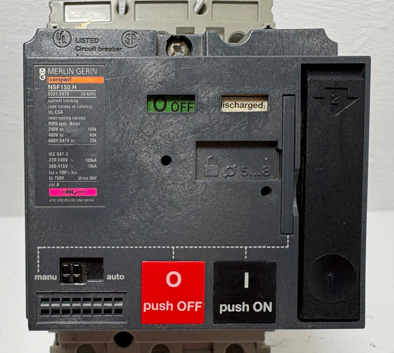 Merlin Gerin NSF150H 150A Compact Circuit Breaker w/ 48 VDC Shunt & Aux 125 Amp (EM5985-1)