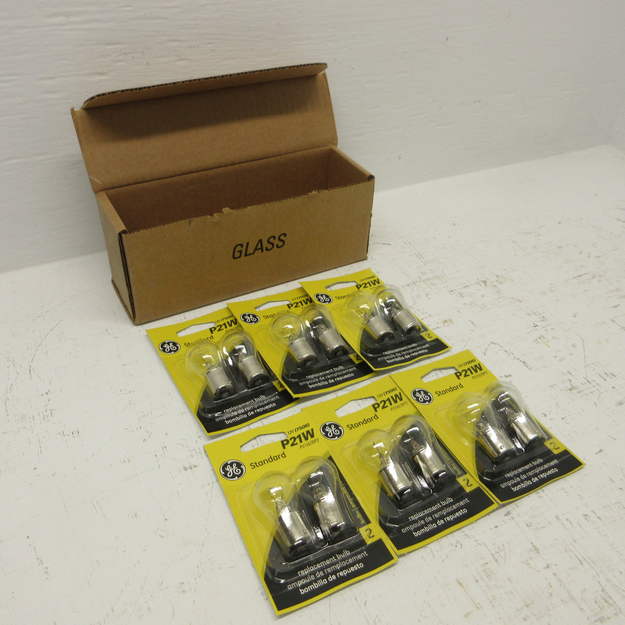 Image of NEW GE P21W/BP2 Lamp Light Bulbs 12V(7506) Automotive Standard 23306 (BOX OF 12)