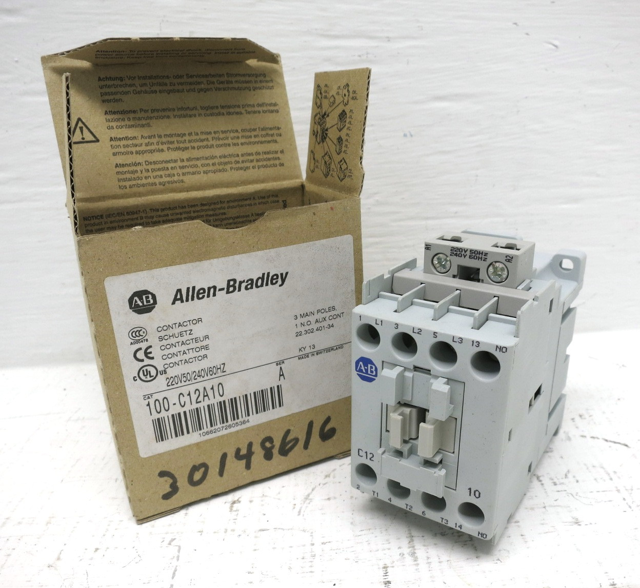 NEW Allen Bradley 100-C12A10 C12 Motor Contactor 240V Coil 100-C12*A10 7.5 HP (DW8432-1)