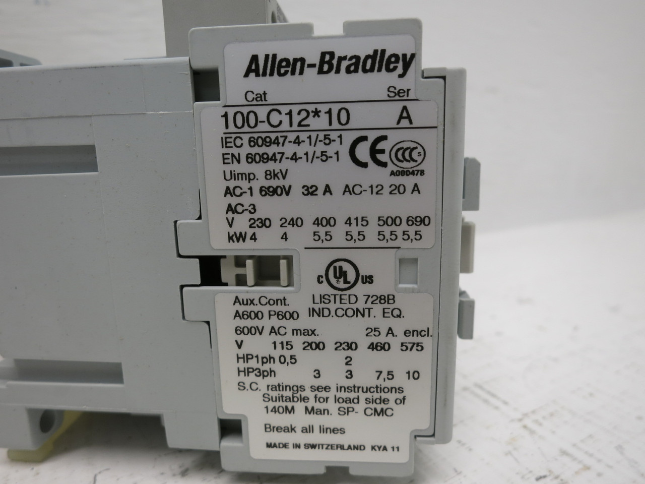 NEW Allen Bradley 100-C12A10 C12 Motor Contactor 240V Coil 100-C12*A10 7.5 HP (DW8432-1)