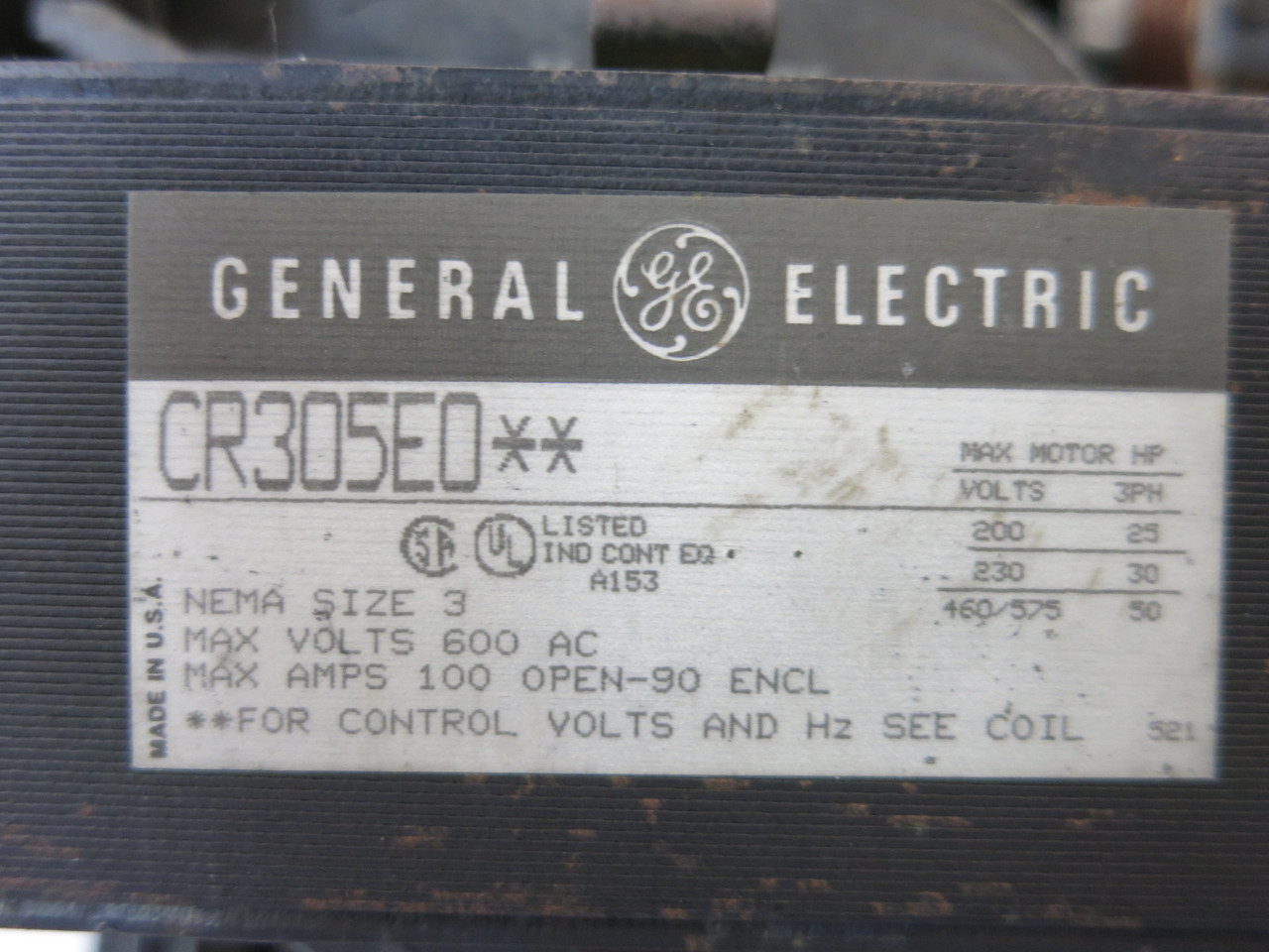 GE 8000 Size 3 Contactor 100 Amp Fusible 30" MCC Bucket CR305EO** 100A (BJ1151-1)