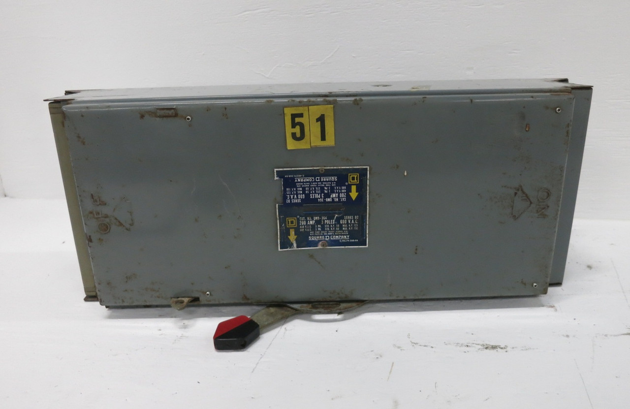 Square D QMB-364 200A 600V QMB Fusible Panelboard Switch QMB364 200 Amp D2 (DW8446-5)