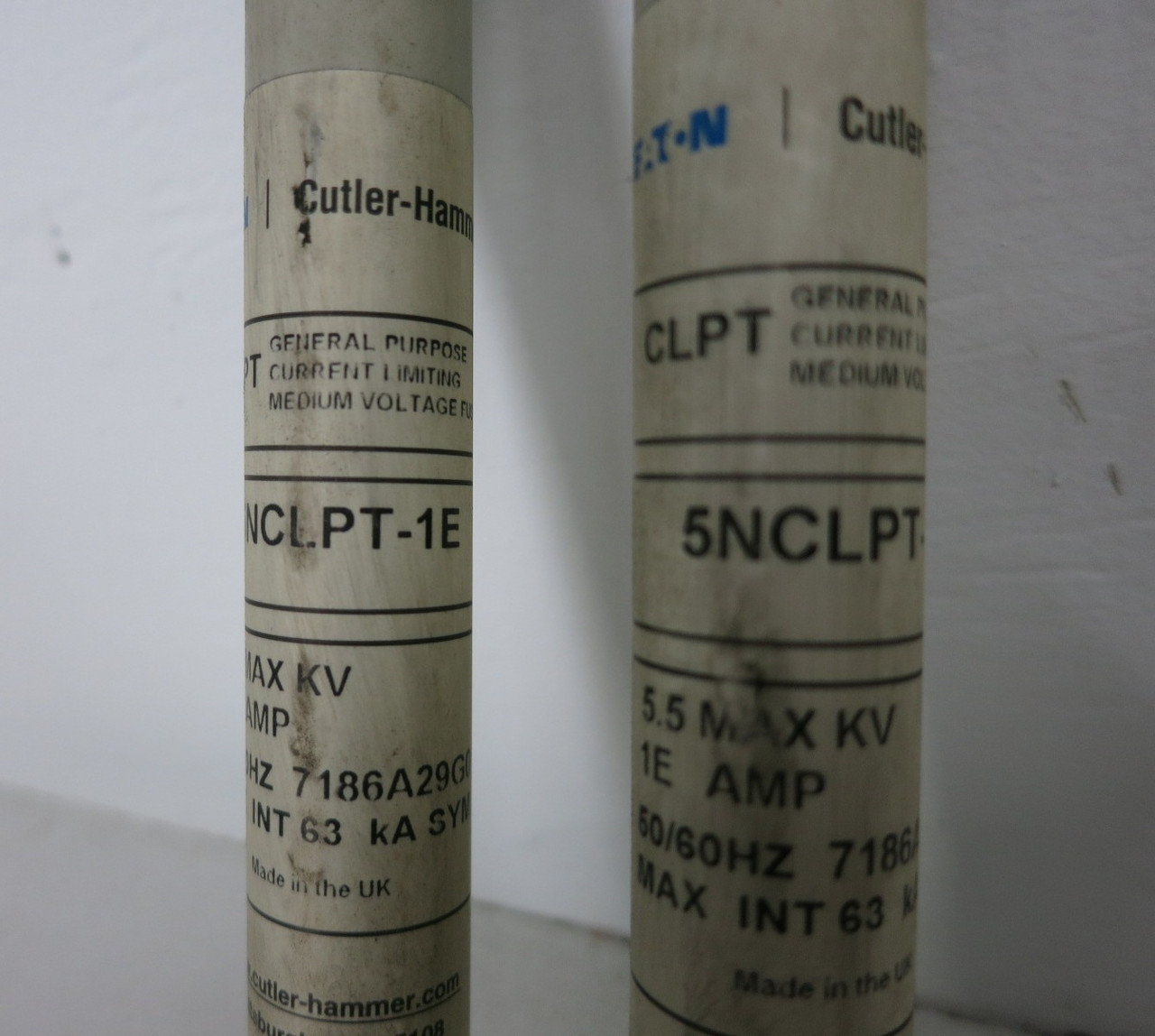 Eaton 5NCLPT-1E 5.5 kV Current Limiting Fuse 1E Amp CLPT 7186A29G02 (SET OF 2) (DW8457-1)