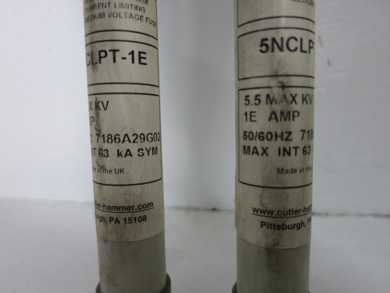 Eaton 5NCLPT-1E 5.5 kV Current Limiting Fuse 1E Amp CLPT 7186A29G02 (SET OF 2) (DW8457-1)