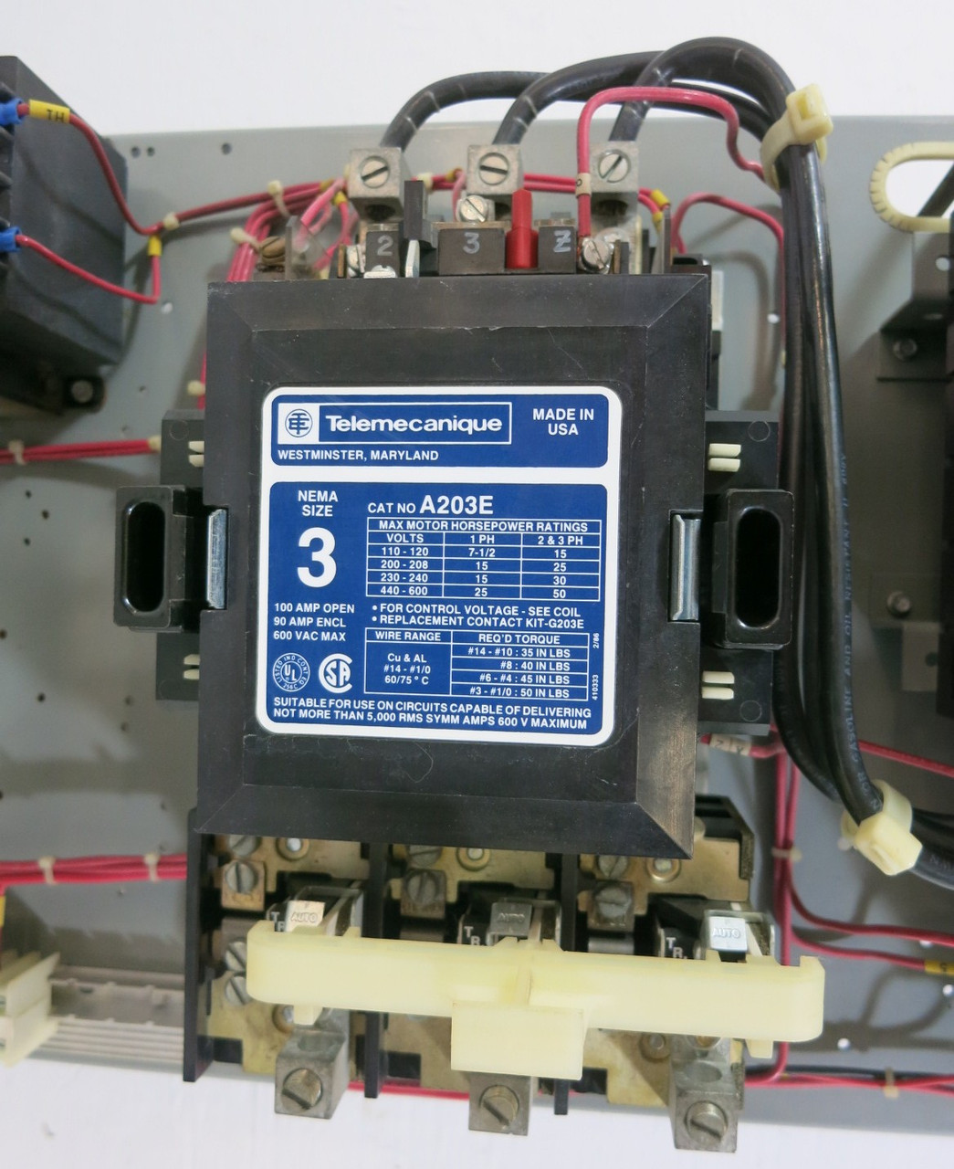Telemecanique 5642 5640 Size 3 Combo Starter 75A 24" MCC Bucket A203E Gould (BJ1161-1)