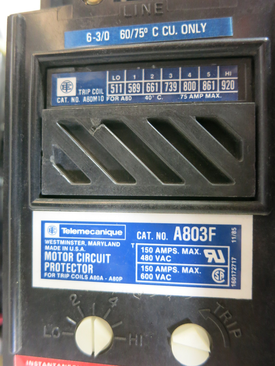 Telemecanique 5642 5640 Size 3 Combo Starter 75A 24" MCC Bucket A203E Gould (BJ1161-1)