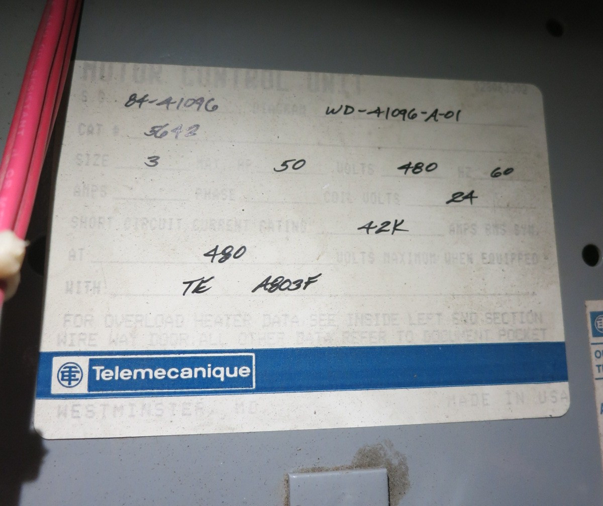 Telemecanique 5642 5640 Size 3 Combo Starter 75A 24" MCC Bucket A203E Gould (BJ1161-1)