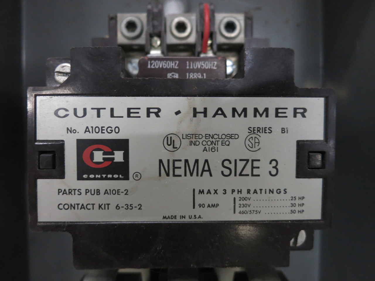 Eaton A10EG0 Enclosed Size 3 Motor Starter B1 120V Coil 90A 50 HP @ 460V A10EGO (DW8464-2)