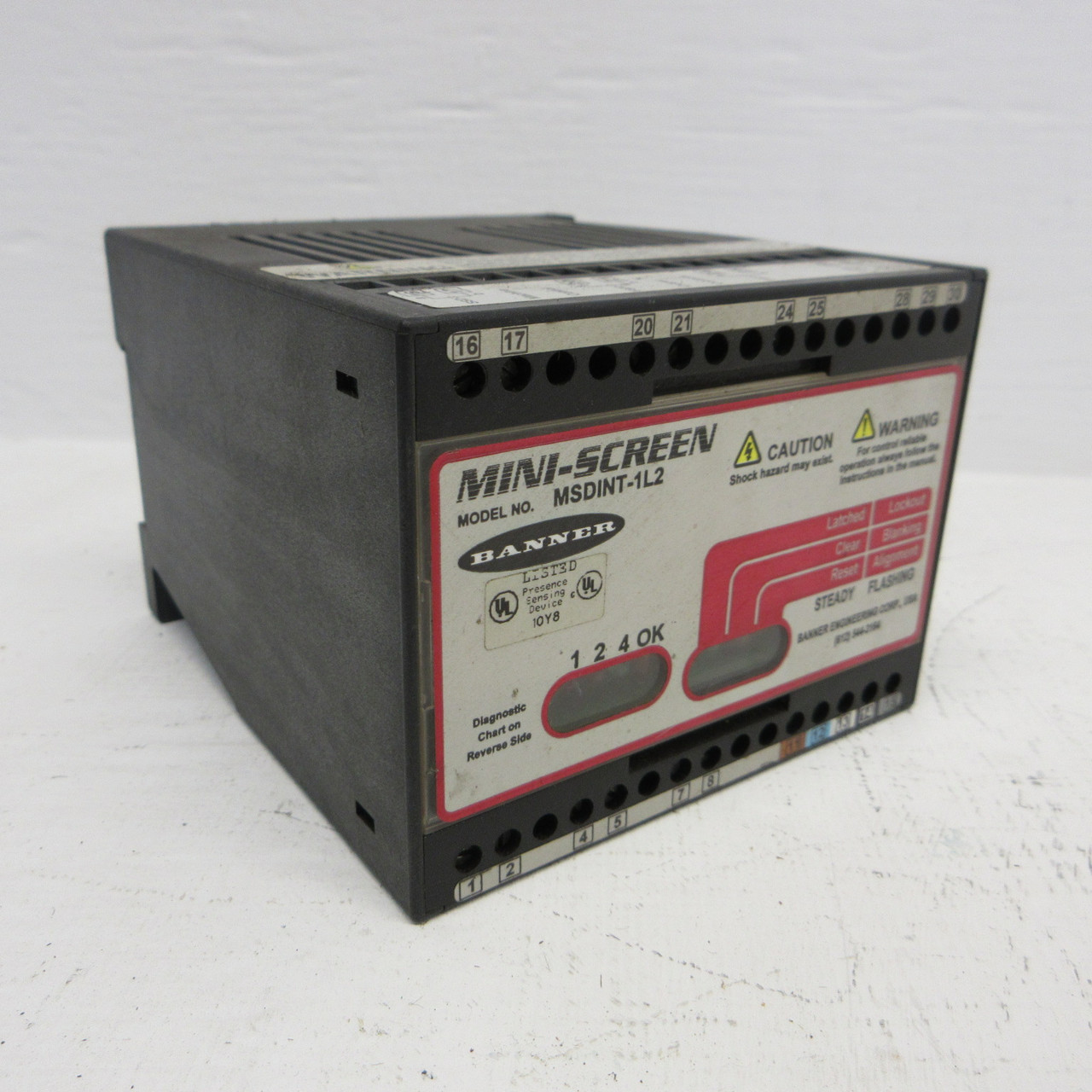 Image of Banner MSDINT-1L2 Mini-Screen DIN Control Light Curtain Module MSDINT1L2 24 VDC