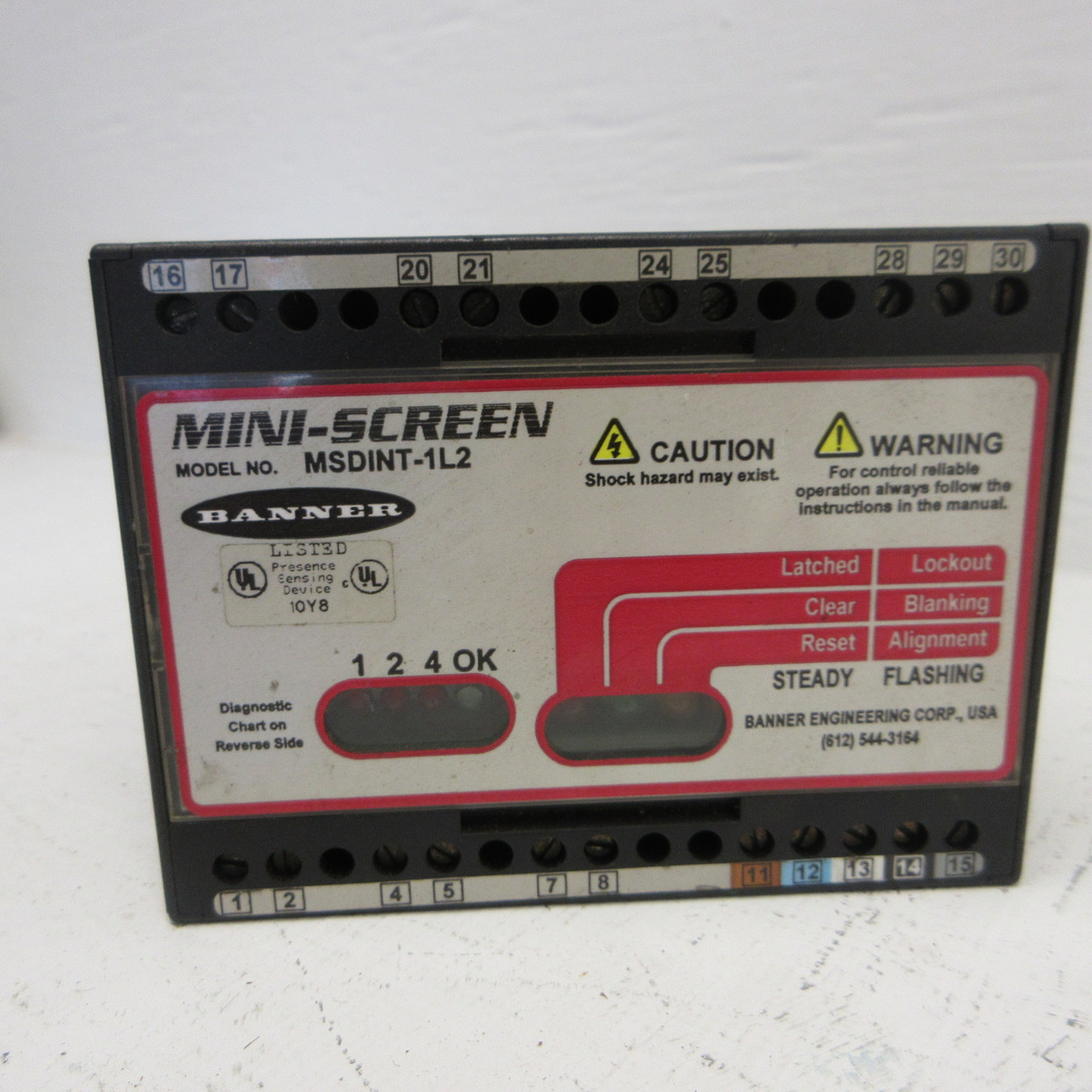 Banner MSDINT-1L2 Mini-Screen DIN Control Light Curtain Module MSDINT1L2 24 VDC (AH1552-1)