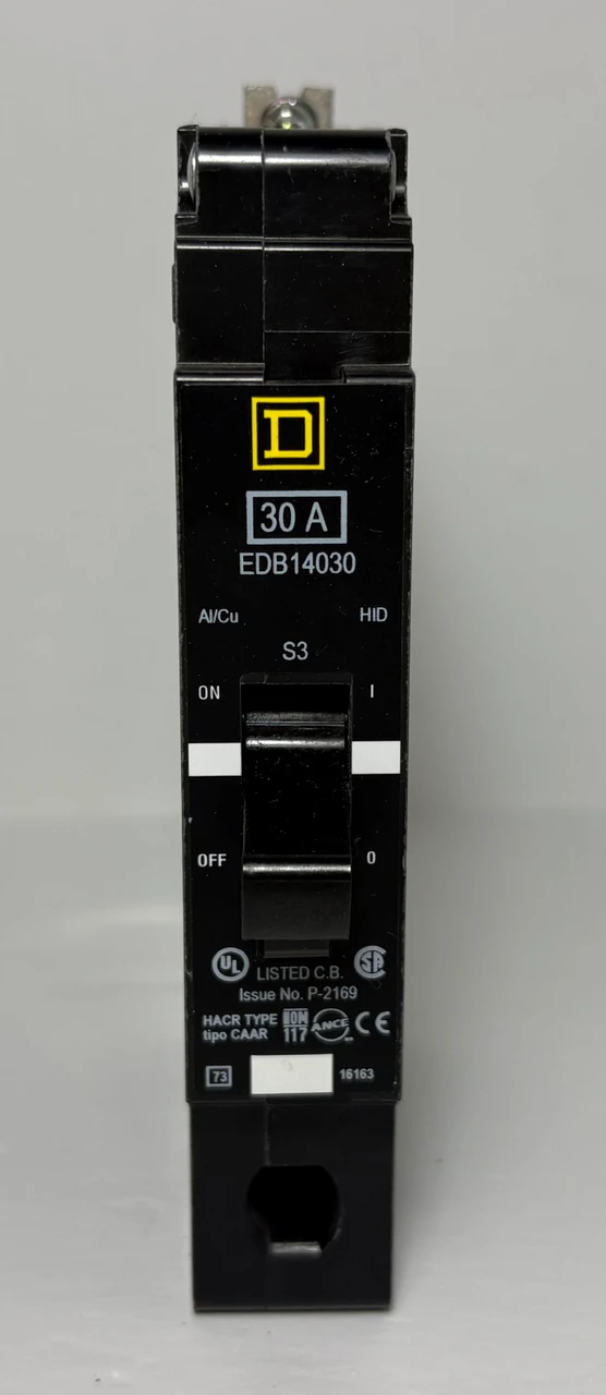 Square D EDB14030 30A Circuit Breaker 1 Pole 18kA @ 277/240 VAC 30 Amp 1P HACR (EM5994-2)