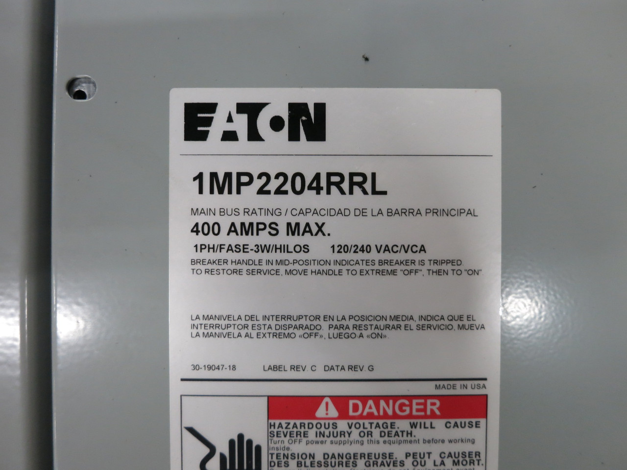 NEW Eaton 1MP2204RRL 400A/200A 120/240V 1PH 2x Socket Meter Pack Ringless 3W (DW8512-1)