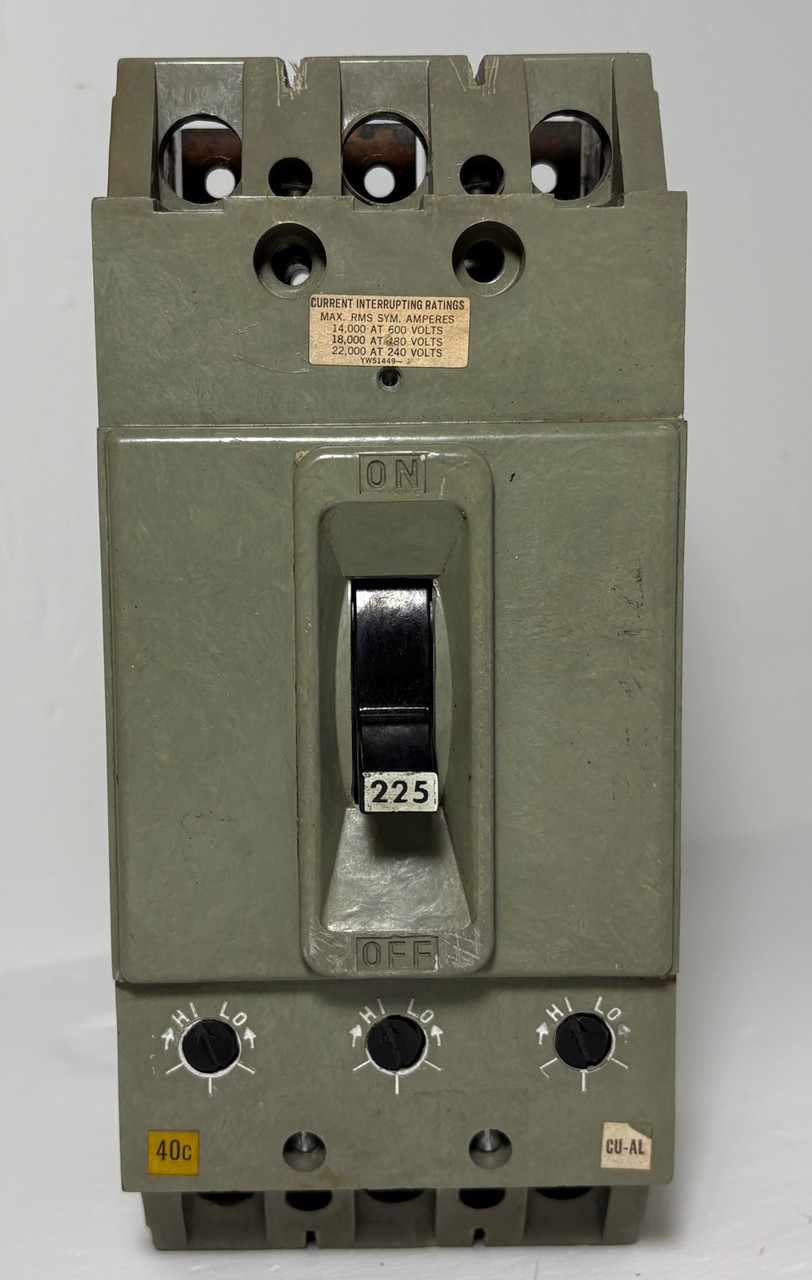 FPE HFJ631225 225A AB Circuit Breaker HFJ 600V 3P Federal Pacific 225 Amp (EM5996-1)