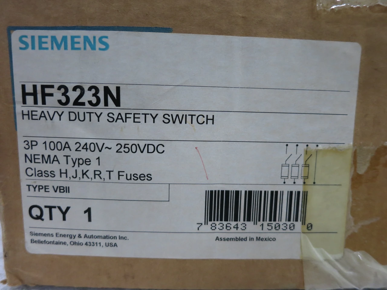 NEW Siemens HF323N 100A 240V Heavy Duty Safety Switch Disconnect 100 Amp HF323 (DW8554-7)