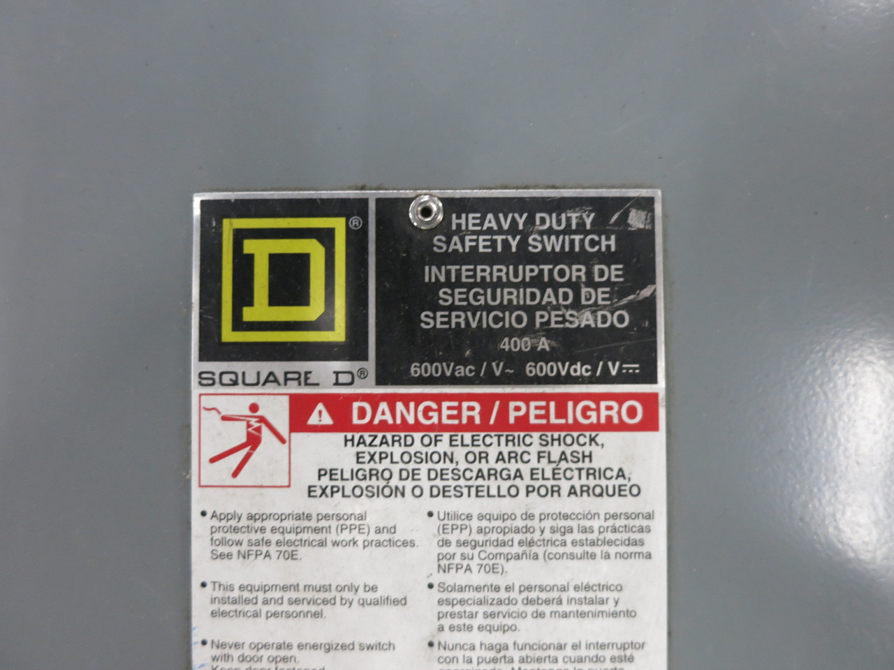 Square D HU365AWK 400A 600V Non-Fusible Safety Switch Disconnect 400 Amp 3R FLAW (DW8583-1)