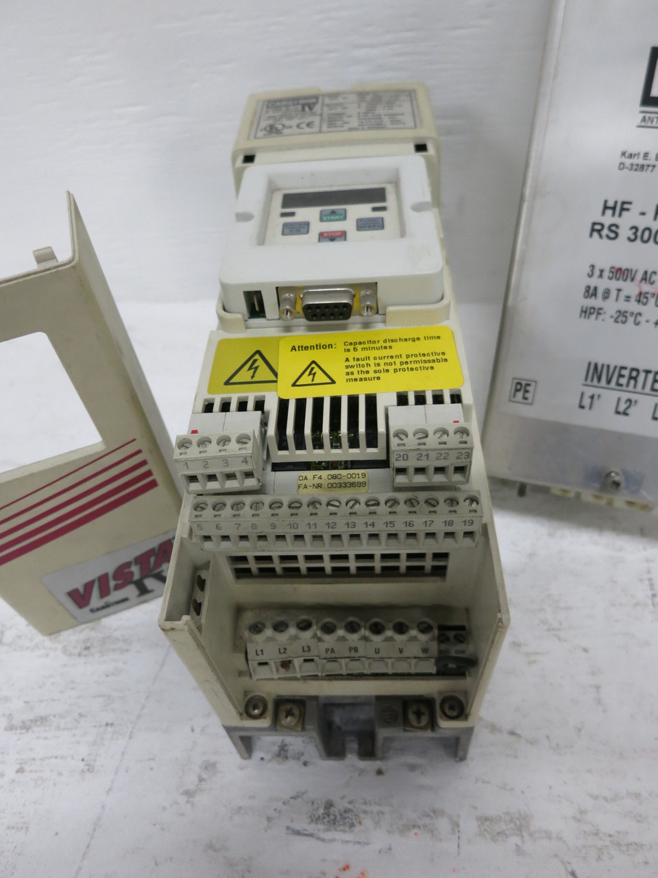 Carotron V4C34005-04T 5 HP Vista IV AC VS Drive 440/480V 3PH VFD KEB HF-Filter (DW8590-1)