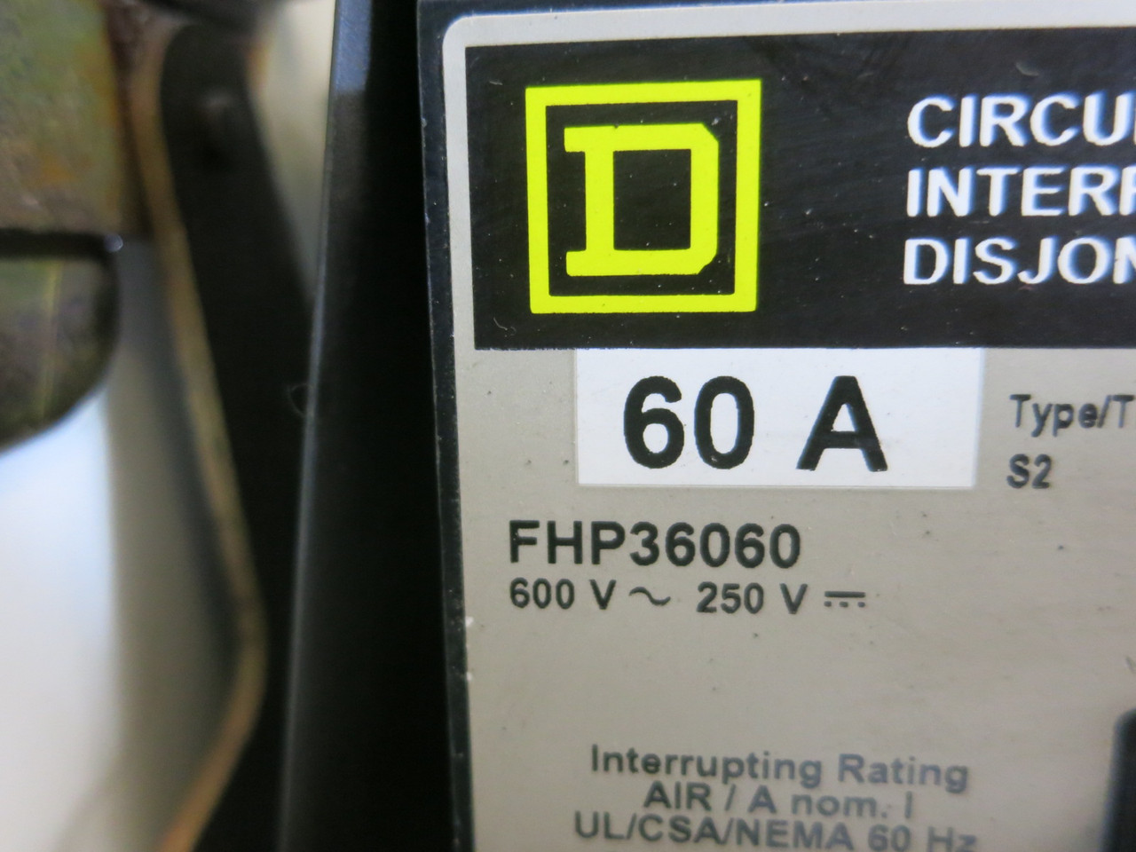 Square D Model 6 60 Amp Breaker Size 2 Starter 12" MCC Bucket 60A 8536SD01S (BJ1168-1)