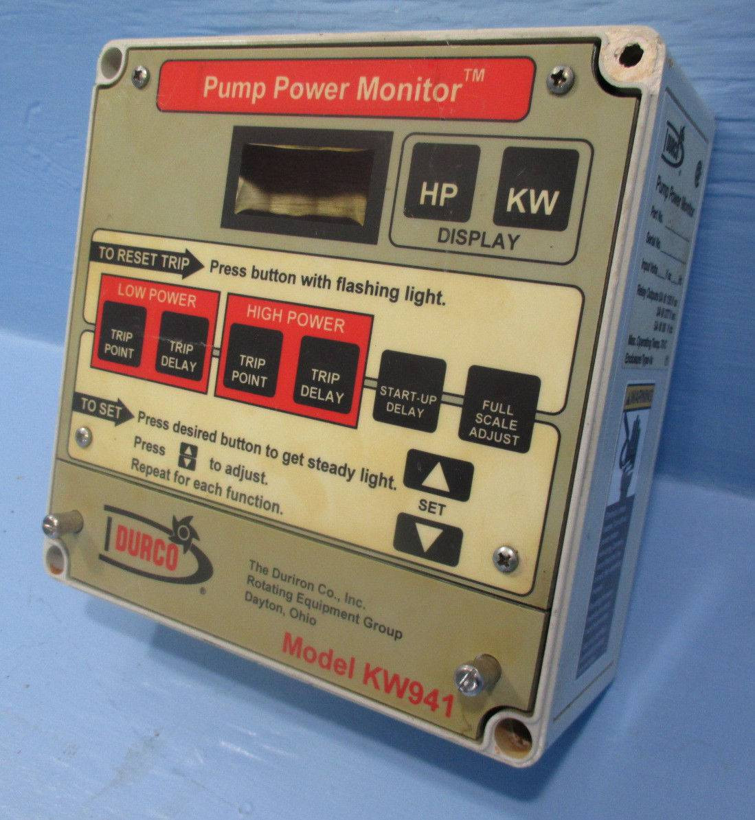 Image of Durco Pump Power Monitor Model KW941 AY55611D 110V