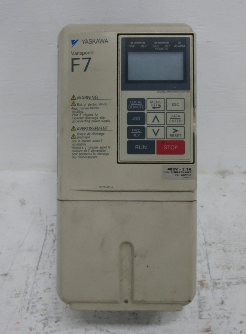 Yaskawa CIMR-F7U40P7 Varispeed F7 1 HP AC VS Drive 380-480V 40P71F VFD 480 VAC (DW8603-2)