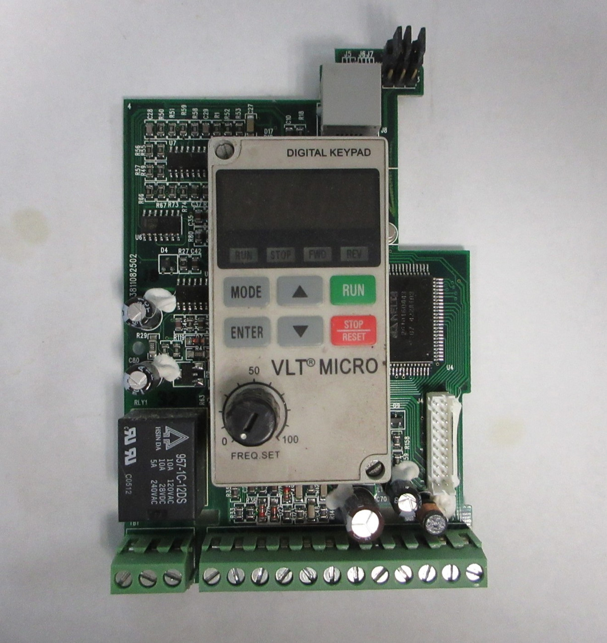 Danfoss 3811082502 AC VS Drive Control Board PCB w/ VLT Micro Digital Keypad (AH1638-1)