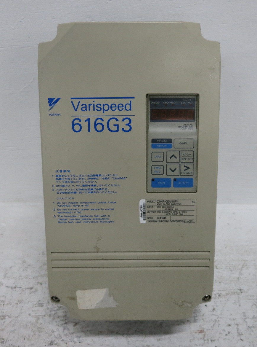Yaskawa CIMR-G3V40P4 0.5 HP AC VS Drive Varispeed Inverter 460V VFD 616G3 40P41F (DW8620-2)