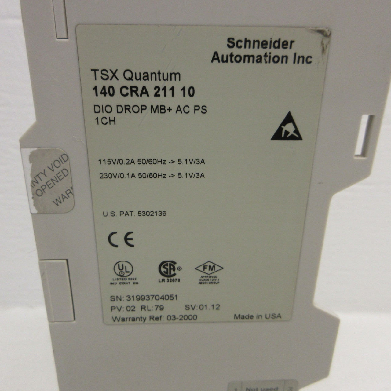 Modicon 140 CRA 211 10 DIO Drop MB+ AC PS 1CH TSX Quantum PLC AEG Schneider (AH1647-5)