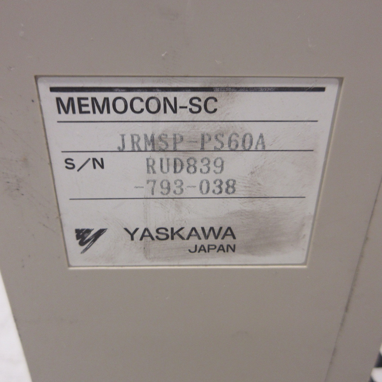 Yaskawa JRMSP-PS60A Power Supply Memocon-SC PLC Module Unit PS60A 100/120VAC (AH1664-2)