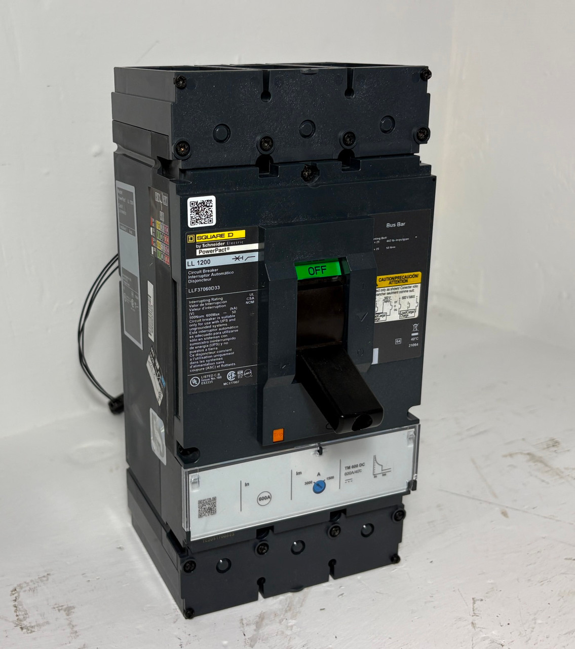 Image of Square D LL 1200 Amp LLF37060D33 PowerPact DC Circuit Breaker 600 Amp Trip 600A