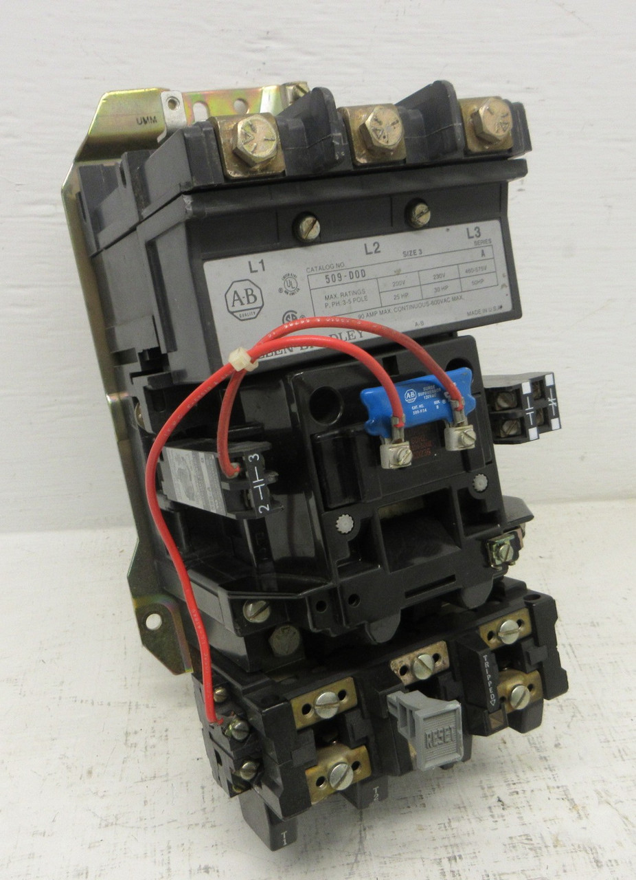 Image of Allen Bradley 509-DOD Size 3 Motor Starter 120V Coil 90A 3PH 509-D0D No Heaters