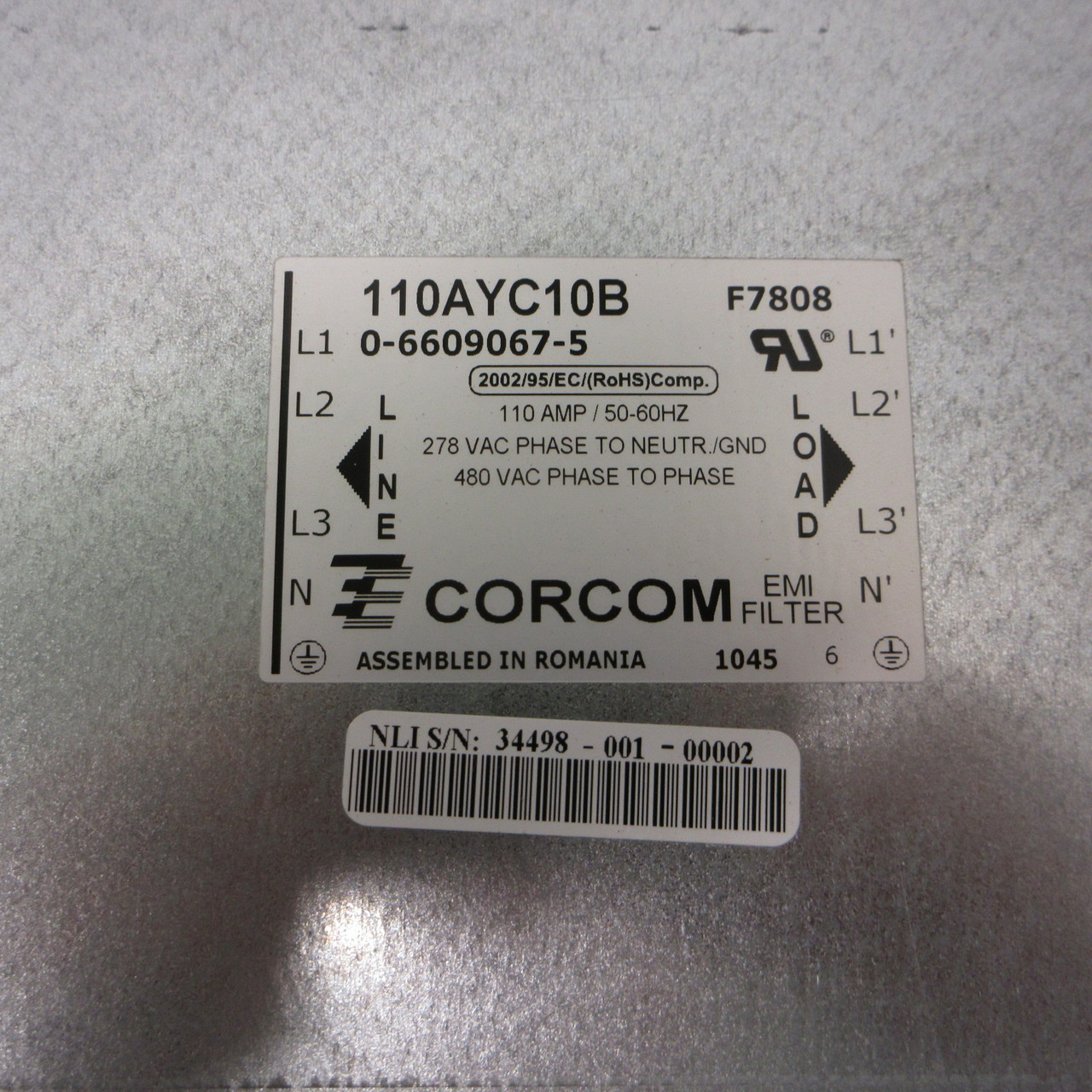 NEW TE Connectivity Corcom 110AYC10B Power Line Filter 50Hz/60Hz 110A 480VAC NIB (AH1704-2)