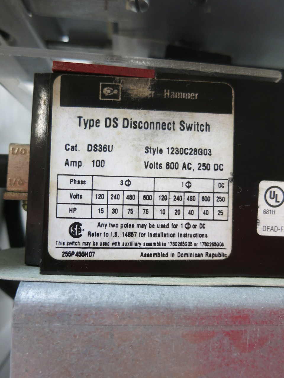 NIB Siemens Model 95 100A 18" Fusible Feeder MCC Bucket 100 Amp ITE Fuse Type (BJ1181-1)