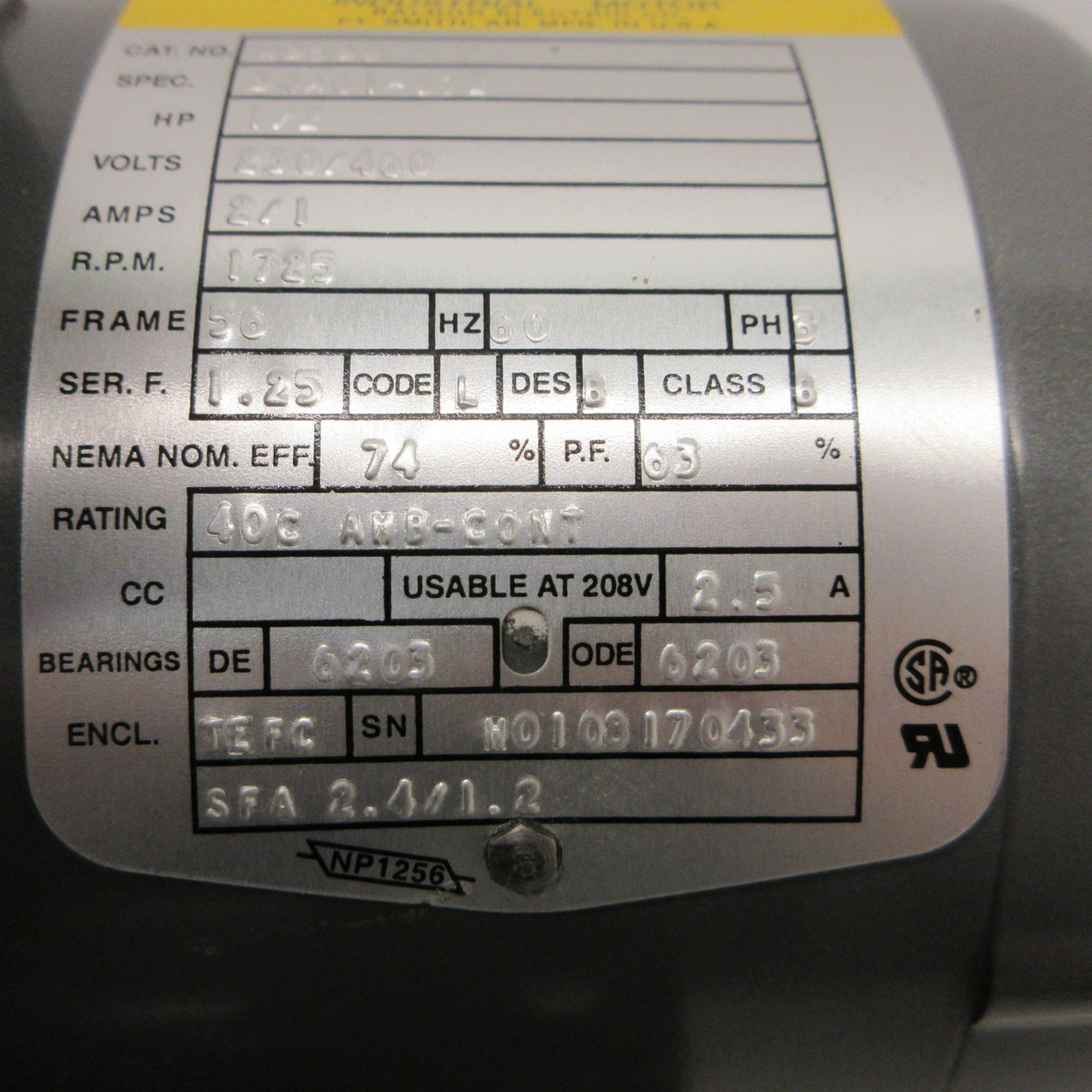 NEW Baldor M3538 1/2 HP AC Motor 1725 RPM 230/460V 3PH TEFC SPEC: 34A61-872 NNB (AH1708-1)
