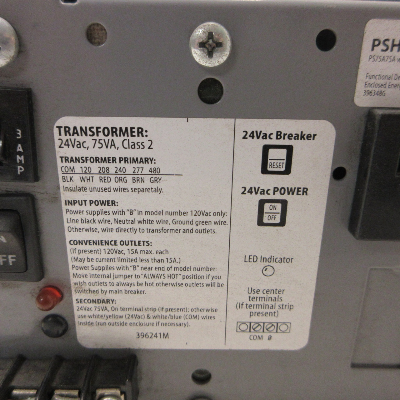 RIB PSH75A75A Transformer Power Supply 24VAC Dual 75VA Class 2 Multi-Tap (AH1725-1)