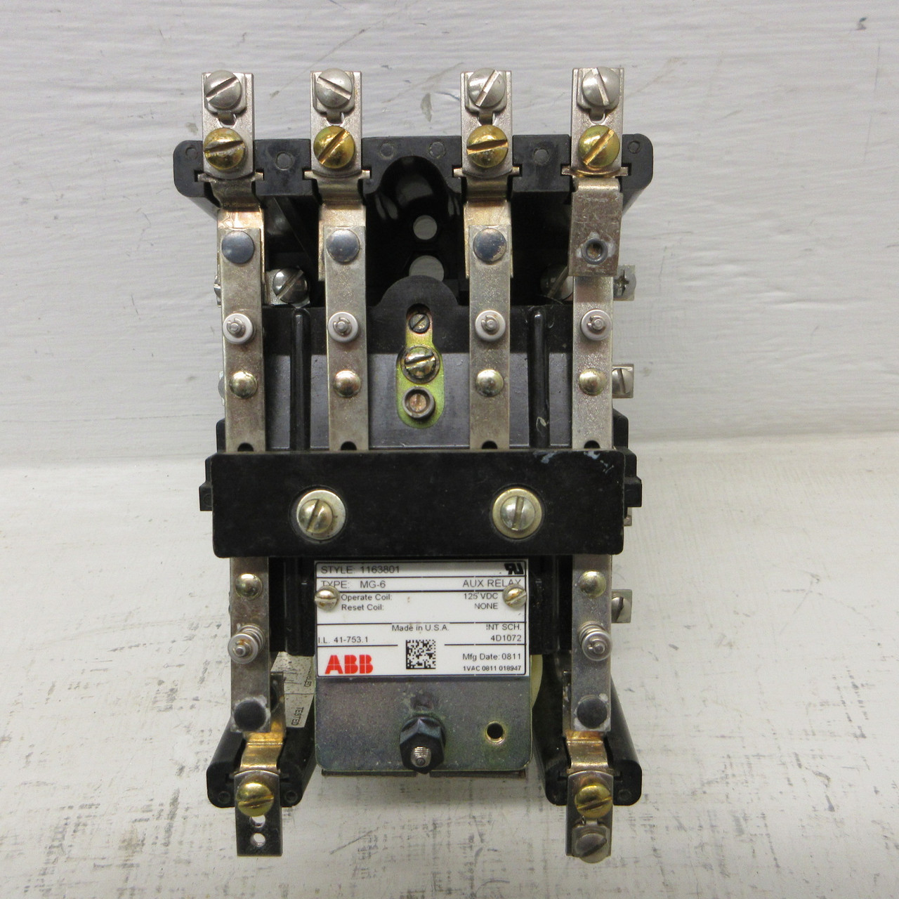 ABB 1163801 Auxiliary Relay MG-6 125VDC Coil Multi-Contact Aux Relay MG6 60HZ (AH1729-3)