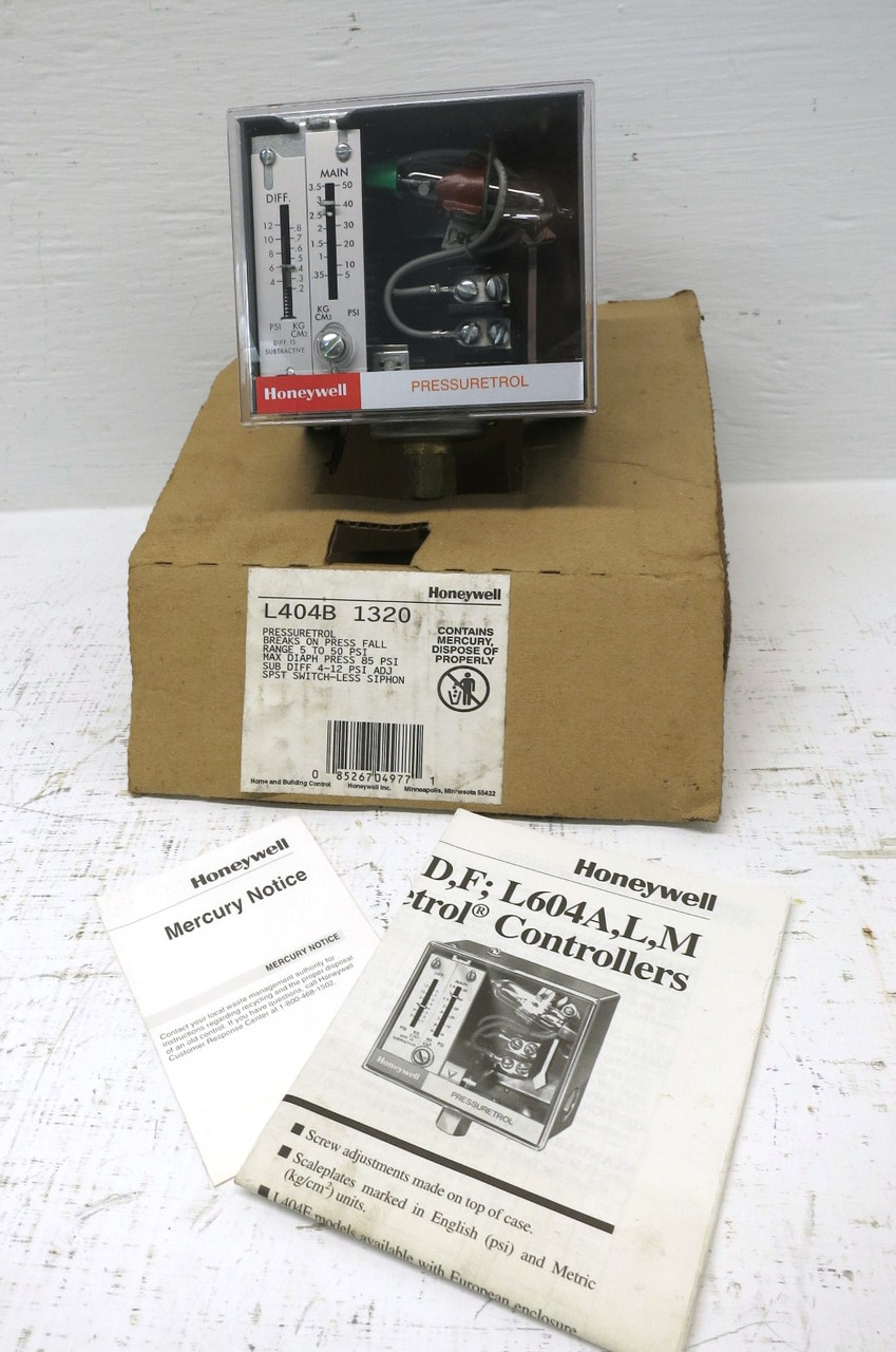 Image of NEW Honeywell L404B 1320 Pressuretrol Pressure Controller SPST 5-50 PSI