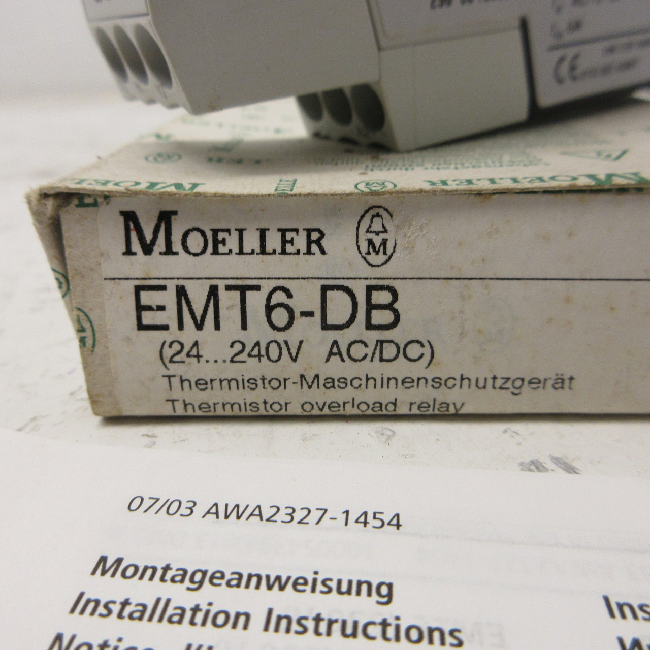 NEW Moeller EMT6-DB Thermistor Overload Relay 24...240VAC/DC 3A Contact NIB (AH1735-2)